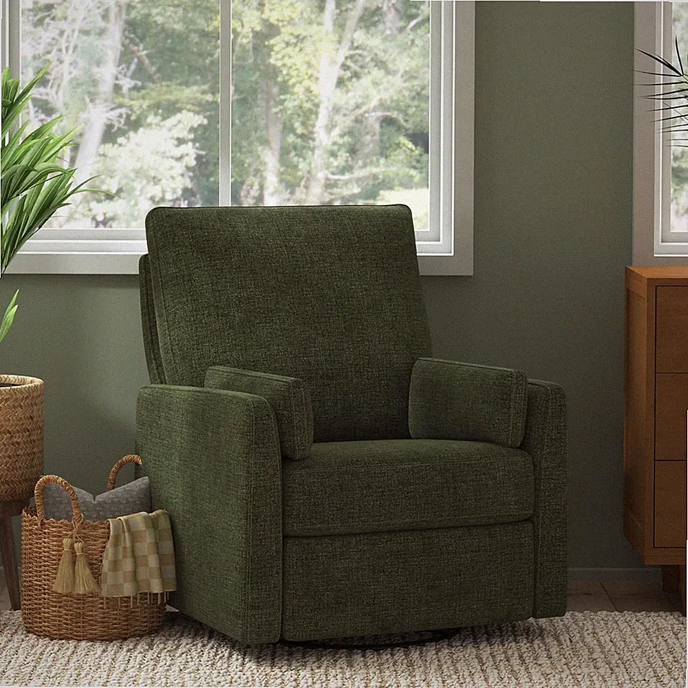 Ethan Swivel Recliner - Forest Green Linen, GREENGUARD Gold Certified